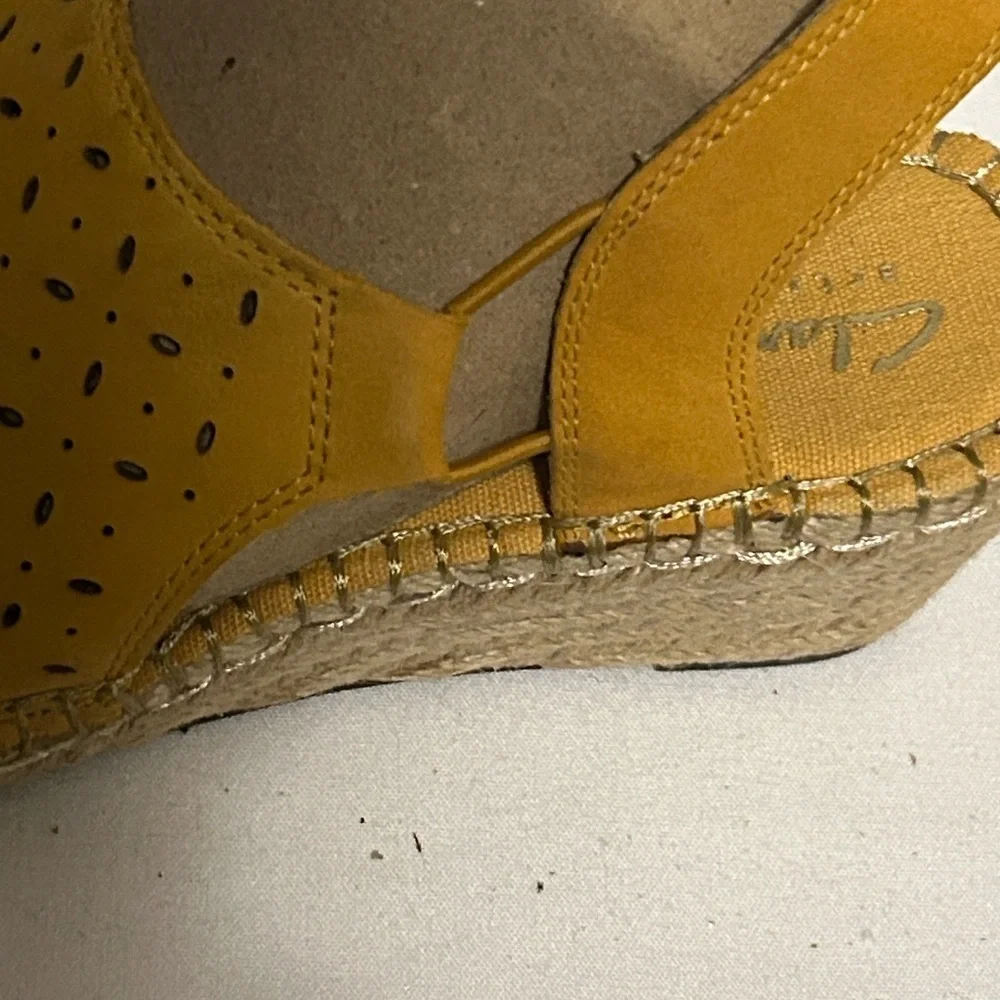 Clarks Yellow Espadrille Wedge Sandals